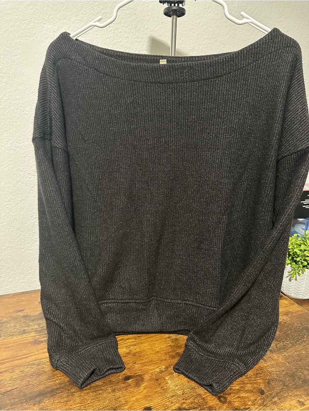 Madewell Charcoal Ribbed Scoop Neck Sweater